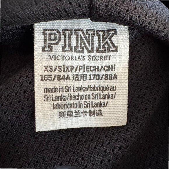 VICTORIA'S SECRET PINK Black Rose Floral Zip Rain Jacket Windbreaker Hoodie S - Picture 4 of 5